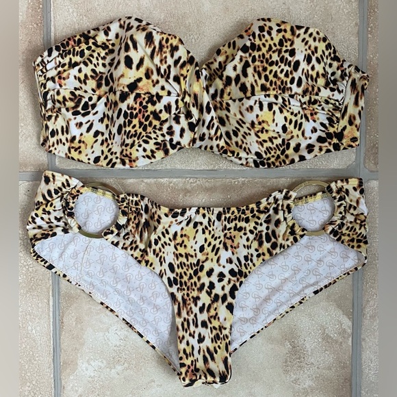 Victoria Secret  34D S Very Sexy Rio Twist Jungle Cat Bandeau Bikini - Picture 1 of 7